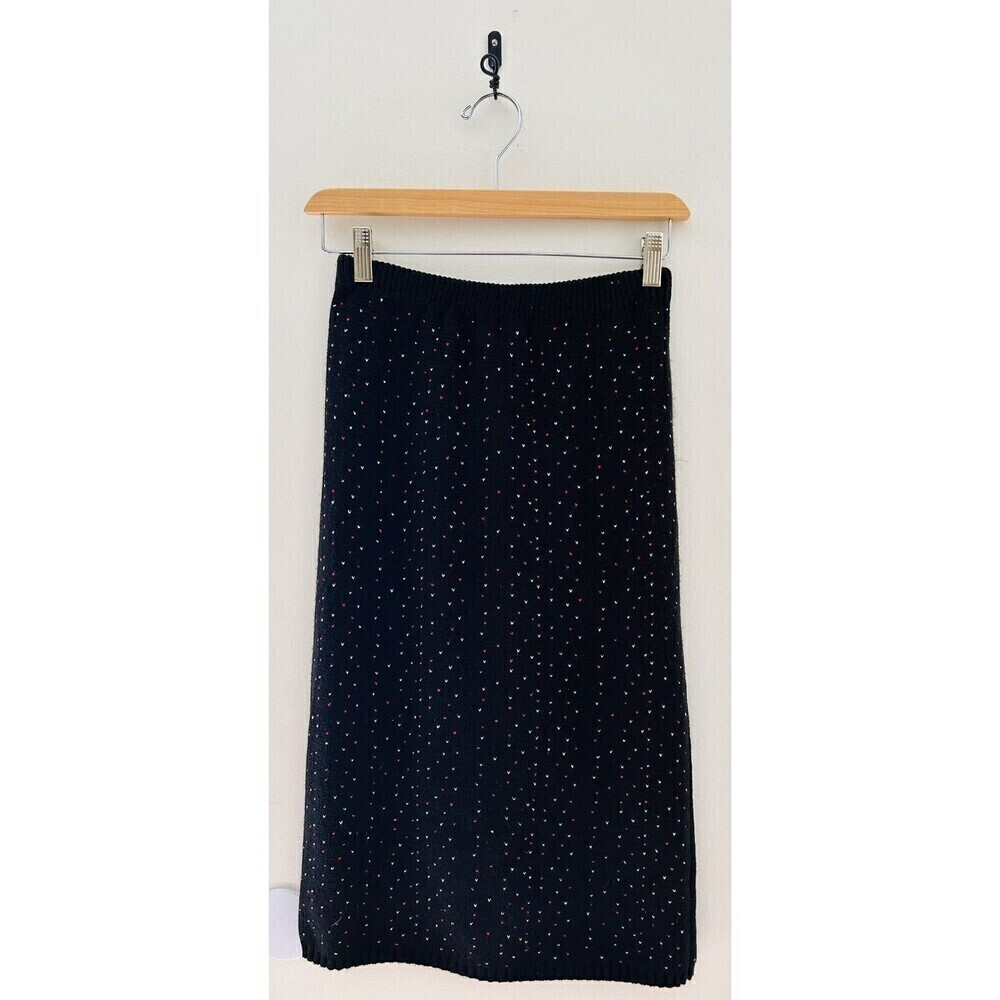Ellen-D Kollection Vintage Sweater Knit Heart Tinsel Sparkle Pencil Skirt Sz Sm